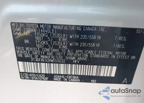 2017 Toyota Rav4 Limited/Se/Platinum from USA, damaged, VIN 2T3DFREV2HW555032